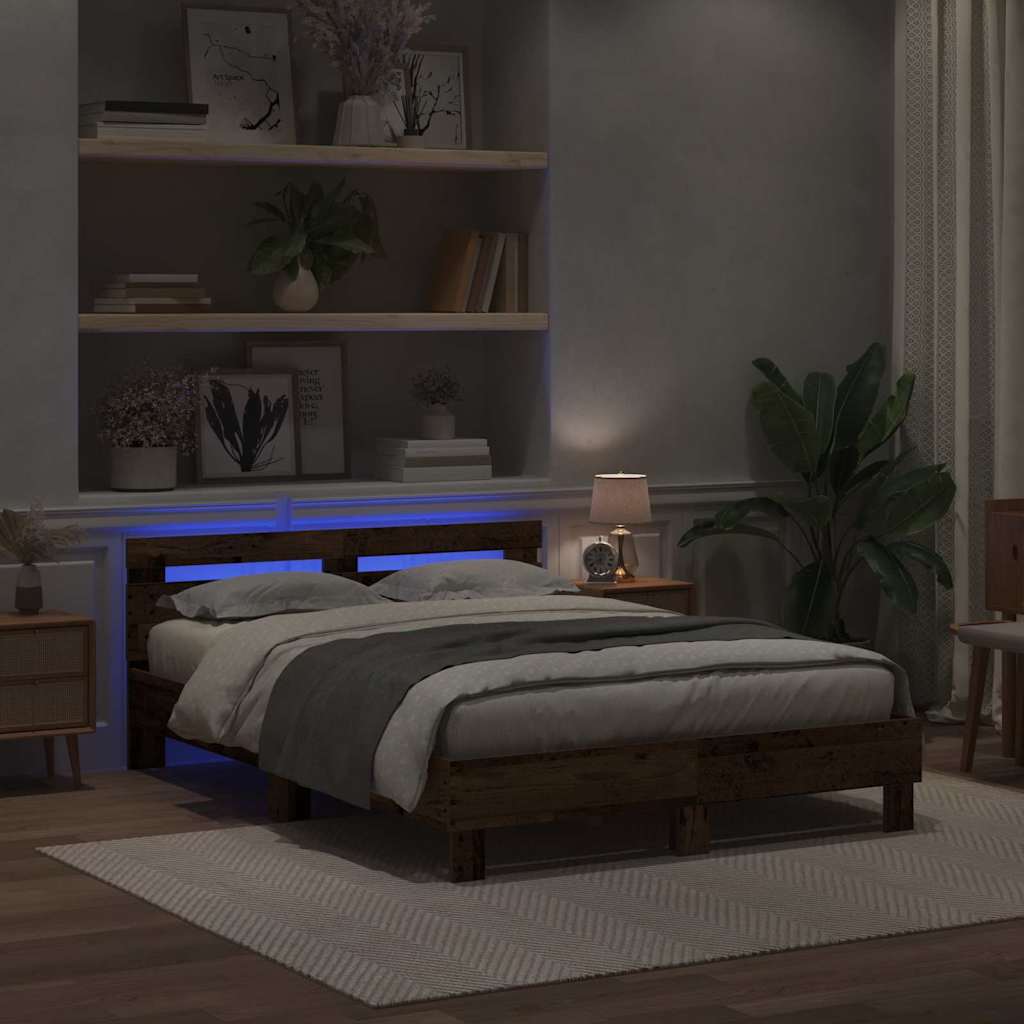 vidaXL Ramka łóżka Stare drewno 160 x 200 cm Drewno inżynieryjne