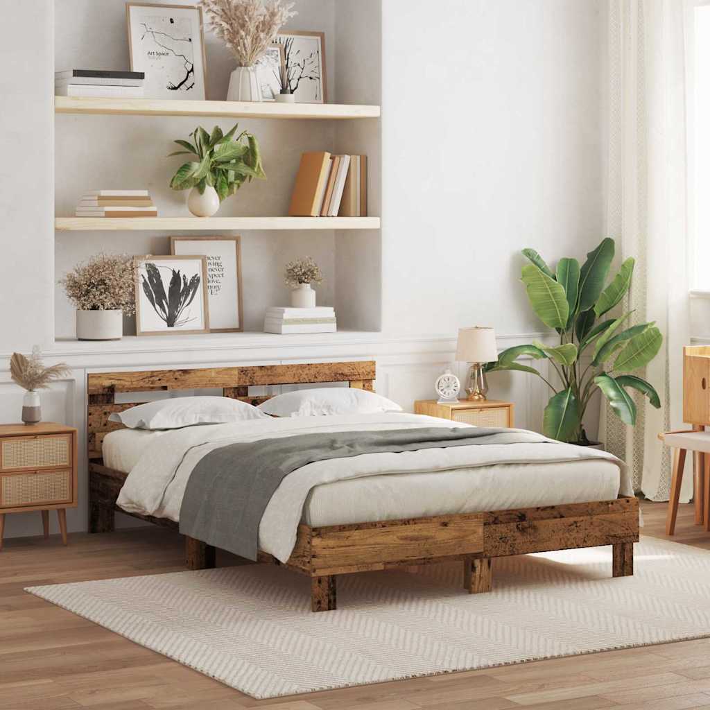 vidaXL Ramka łóżka Stare drewno 160 x 200 cm Drewno inżynieryjne