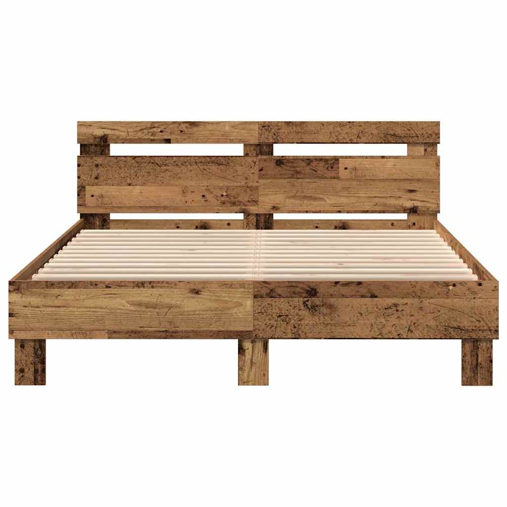 vidaXL Ramka łóżka Stare drewno 140 x 200 cm Drewno inżynieryjne
