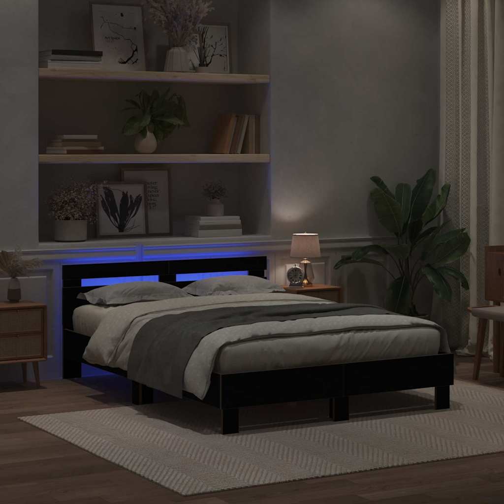 vidaXL Ramka łóżka Czarny Dąb 140 x 200 cm Drewno inżynieryjne