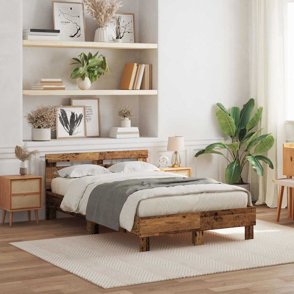 vidaXL Ramka łóżka Stare drewno 120 x 200 cm Drewno inżynieryjne