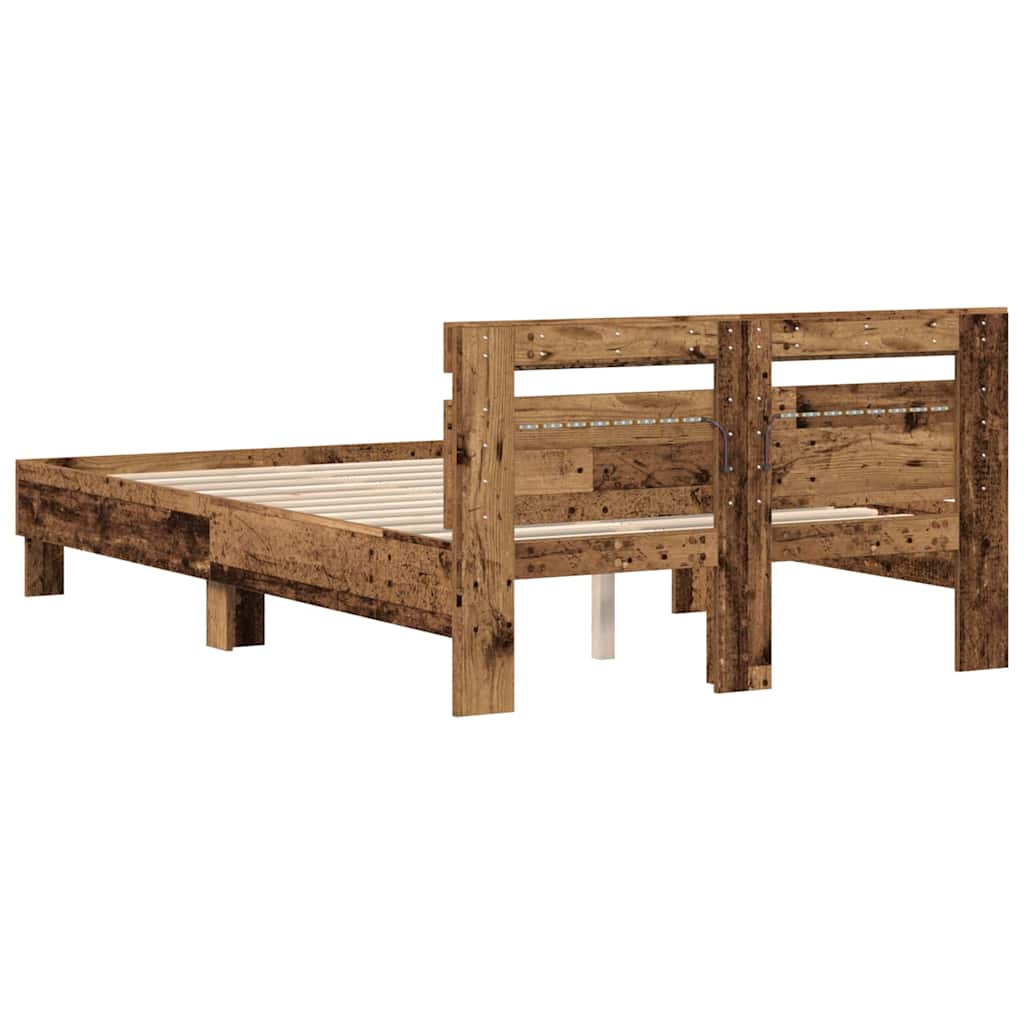 vidaXL Ramka łóżka Stare drewno 120 x 200 cm Drewno inżynieryjne