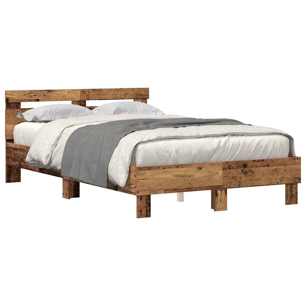 vidaXL Ramka łóżka Stare drewno 120 x 200 cm Drewno inżynieryjne