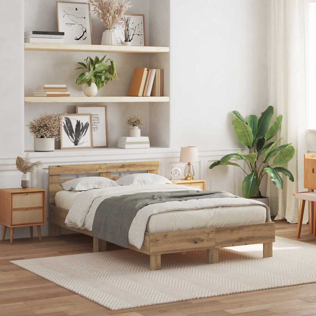 vidaXL Ramka łóżka Dąb rzemieślniczy 120 x 200 cm Drewno inżynieryjne