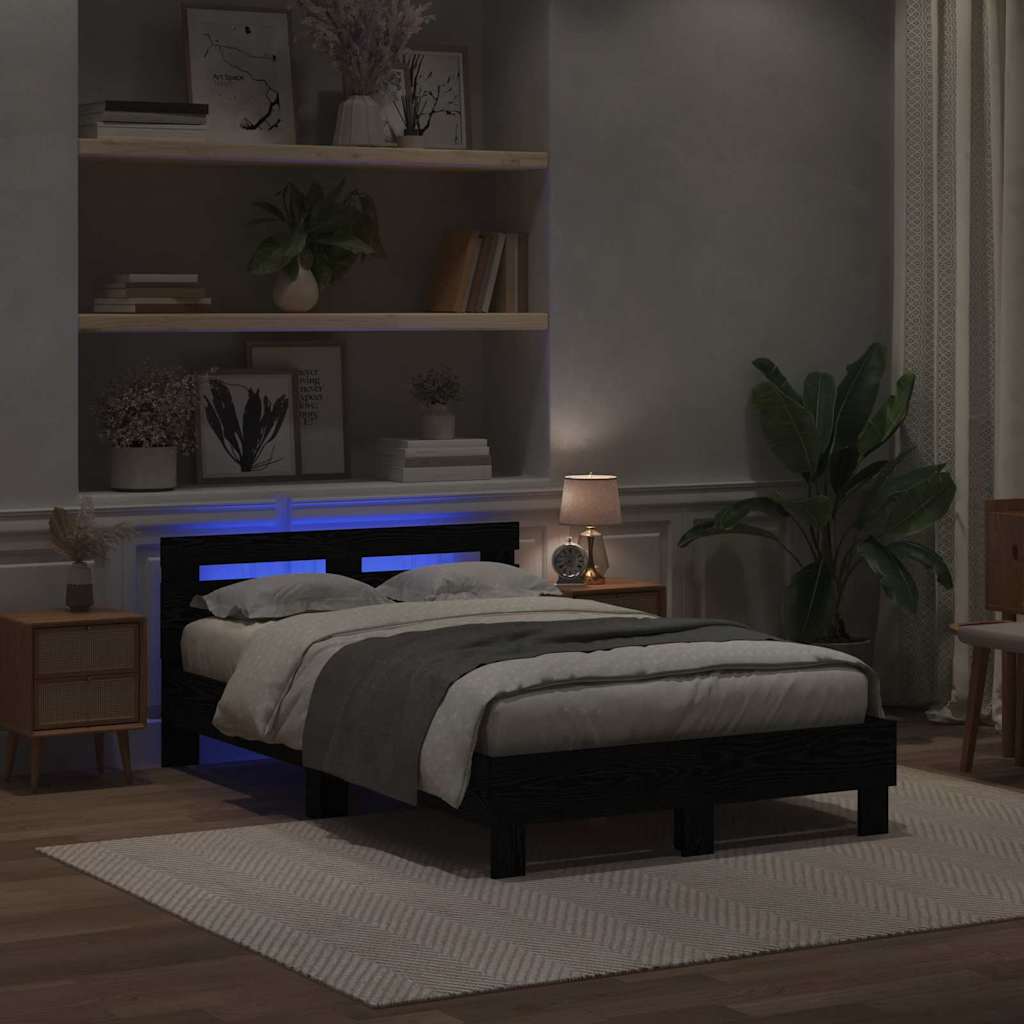 vidaXL Ramka łóżka Czarny Dąb 120 x 200 cm Drewno inżynieryjne