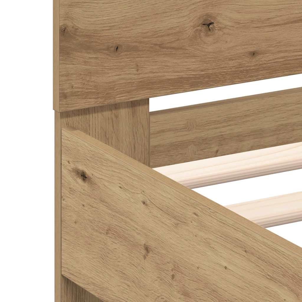 vidaXL Ramka łóżka Dąb rzemieślniczy 140 x 190 cm Drewno inżynieryjne