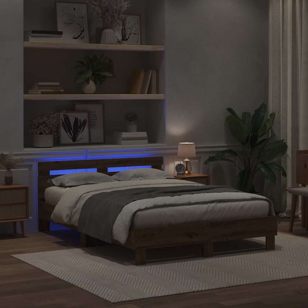 vidaXL Ramka łóżka Dąb rzemieślniczy 140 x 190 cm Drewno inżynieryjne