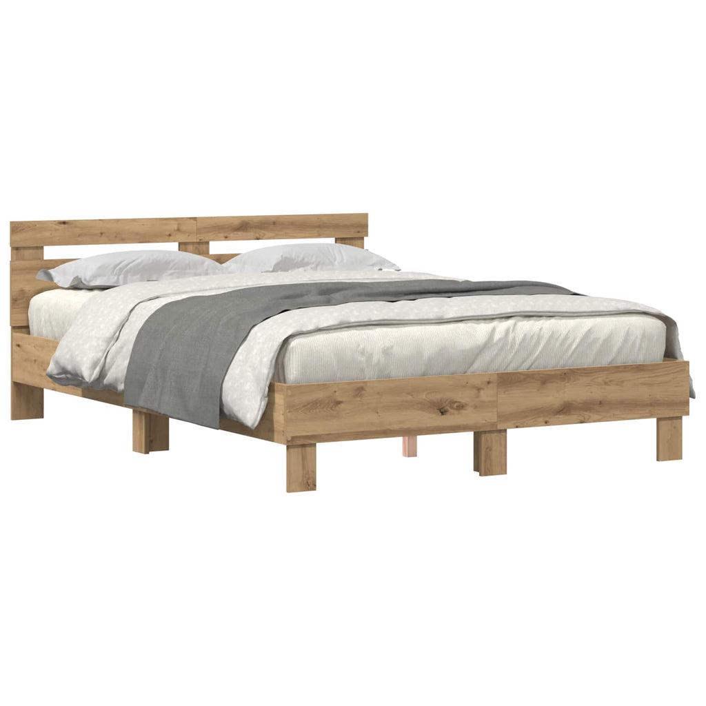 vidaXL Ramka łóżka Dąb rzemieślniczy 140 x 190 cm Drewno inżynieryjne