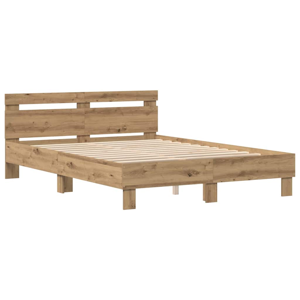 vidaXL Ramka łóżka Dąb rzemieślniczy 140 x 190 cm Drewno inżynieryjne