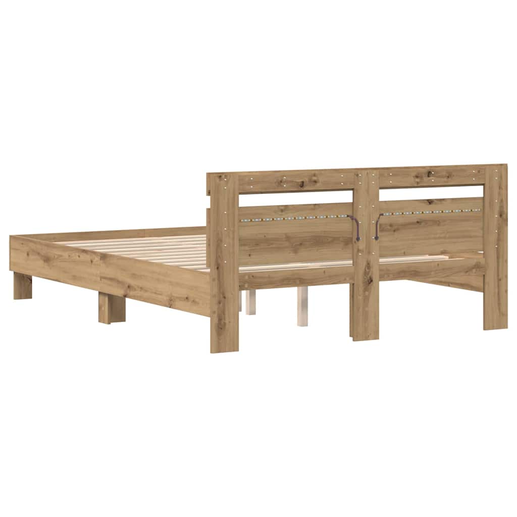 vidaXL Ramka łóżka Dąb rzemieślniczy 140 x 190 cm Drewno inżynieryjne