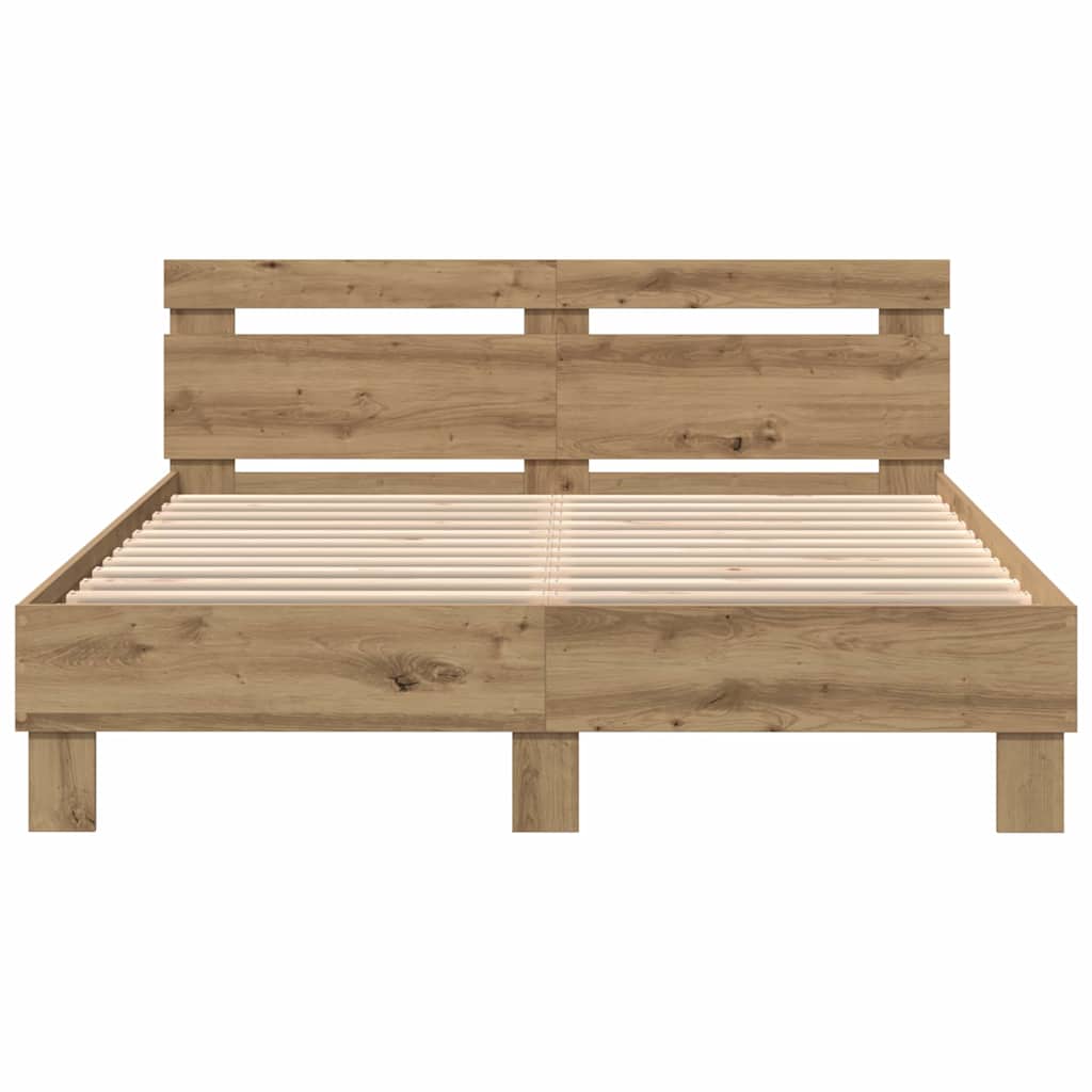 vidaXL Ramka łóżka Dąb rzemieślniczy 140 x 190 cm Drewno inżynieryjne