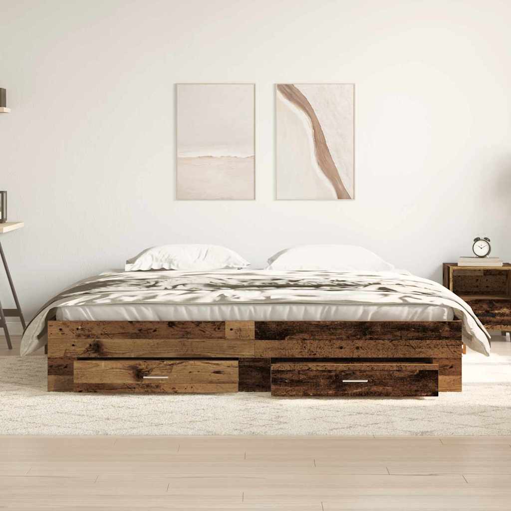 vidaXL Ramka łóżka Stare drewno 180 x 200 cm Drewno inżynieryjne