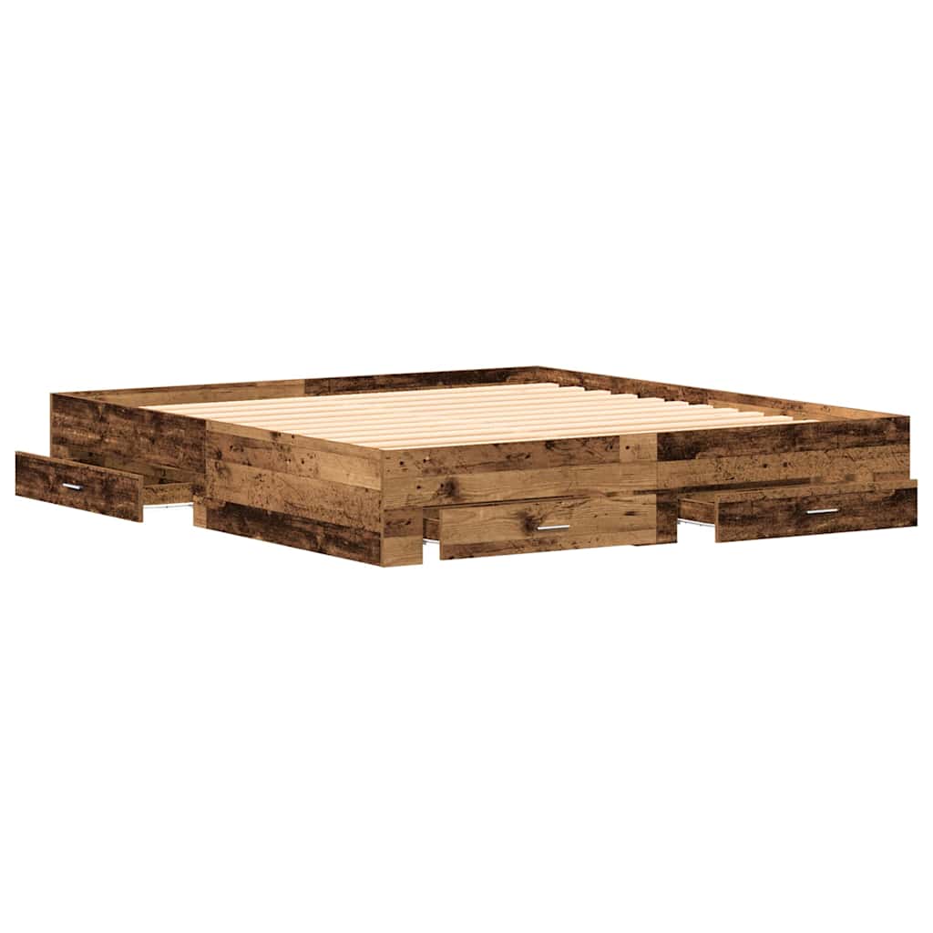 vidaXL Ramka łóżka Stare drewno 180 x 200 cm Drewno inżynieryjne