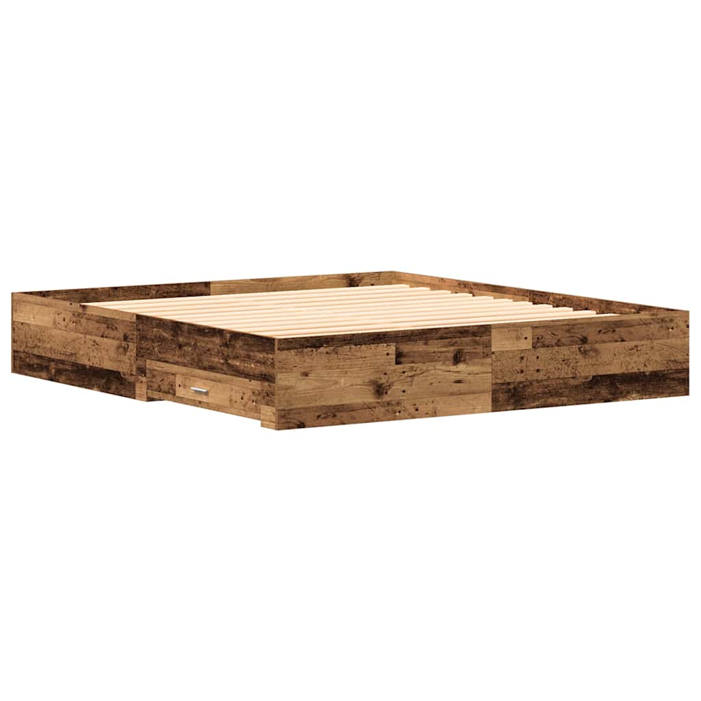 vidaXL Ramka łóżka Stare drewno 180 x 200 cm Drewno inżynieryjne