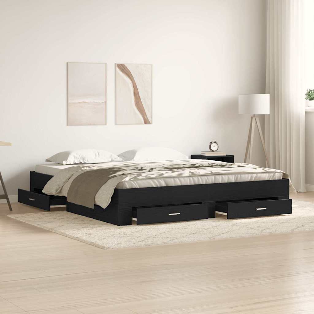 vidaXL Ramka łóżka Czarny Dąb 180 x 200 cm Materiał drewnopochodny