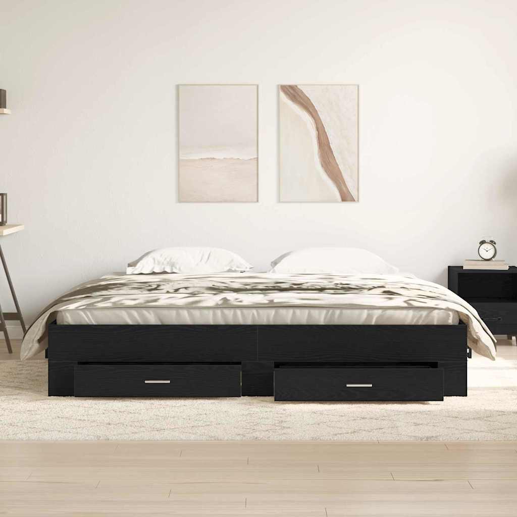 vidaXL Ramka łóżka Czarny Dąb 180 x 200 cm Materiał drewnopochodny