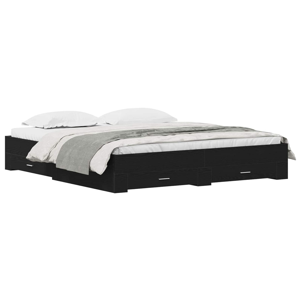 vidaXL Ramka łóżka Czarny Dąb 180 x 200 cm Materiał drewnopochodny