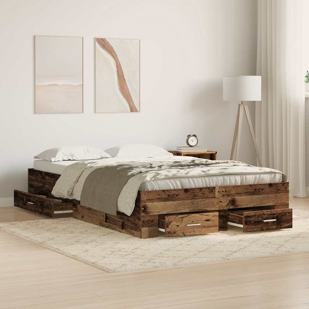 vidaXL Ramka łóżka Stare drewno 120 x 200 cm Materiał drewnopochodny