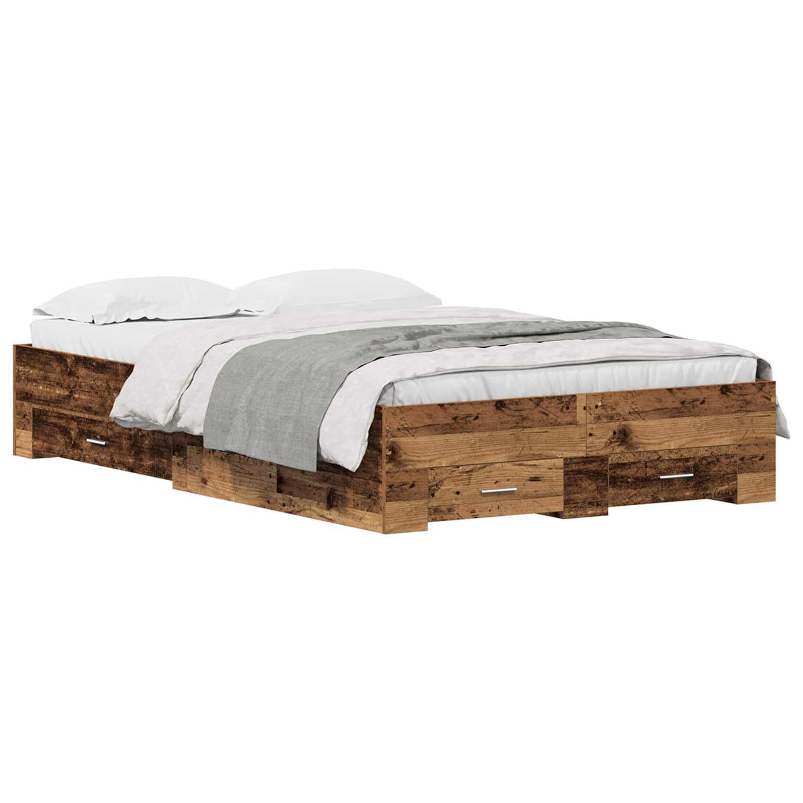 vidaXL Ramka łóżka Stare drewno 120 x 200 cm Materiał drewnopochodny