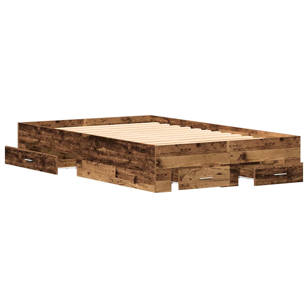 vidaXL Ramka łóżka Stare drewno 120 x 200 cm Materiał drewnopochodny