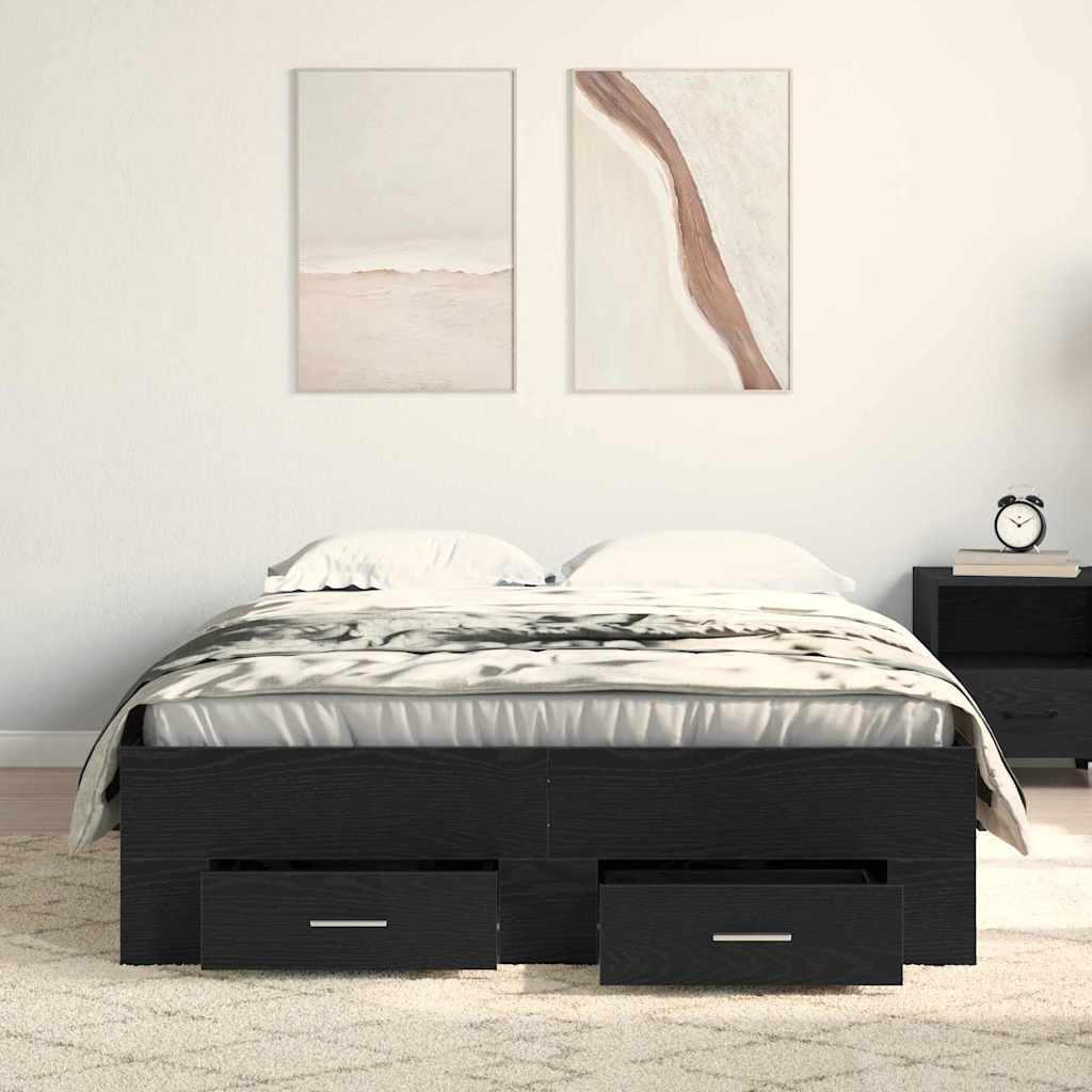 vidaXL Ramka łóżka Czarny Dąb 120 x 200 cm Materiał drewnopochodny