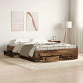 vidaXL Ramka łóżka Stare drewno 140 x 190 cm Materiał drewnopochodny