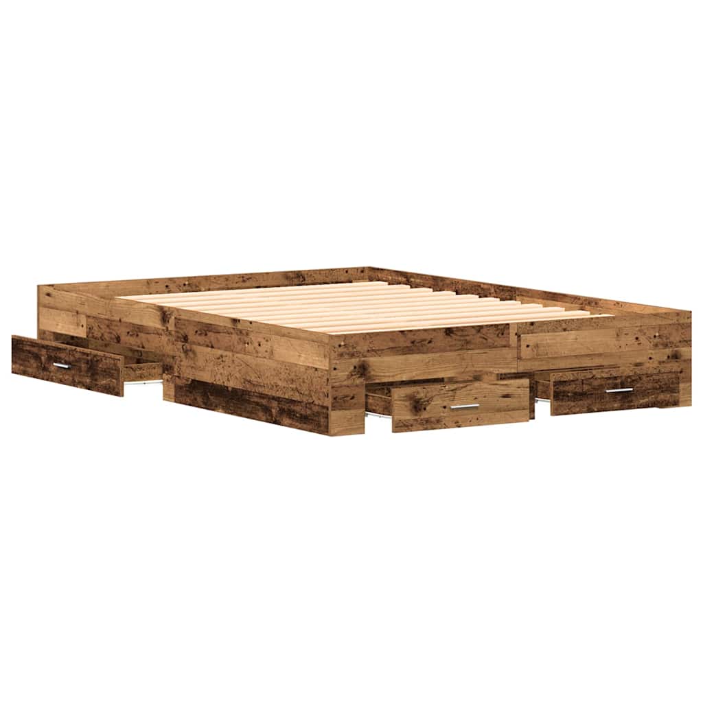 vidaXL Ramka łóżka Stare drewno 140 x 190 cm Materiał drewnopochodny