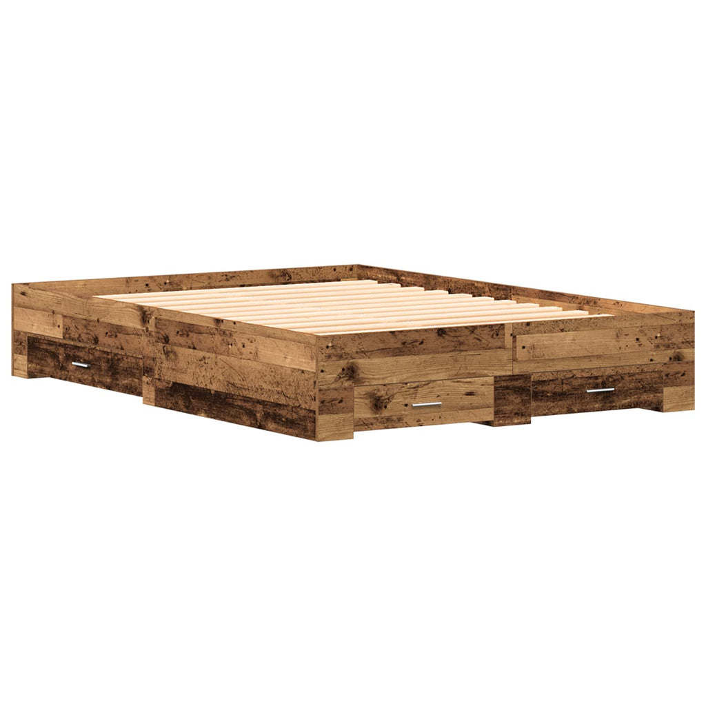 vidaXL Ramka łóżka Stare drewno 140 x 190 cm Materiał drewnopochodny