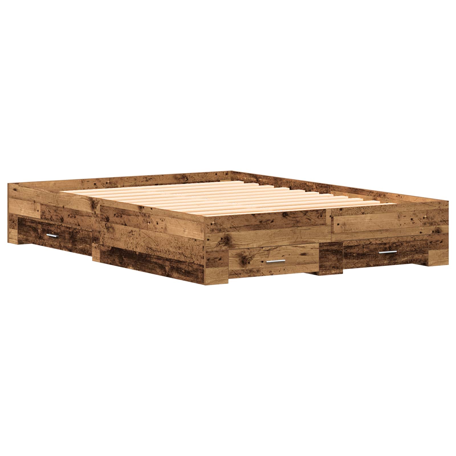 vidaXL Ramka łóżka Stare drewno 140 x 190 cm Materiał drewnopochodny