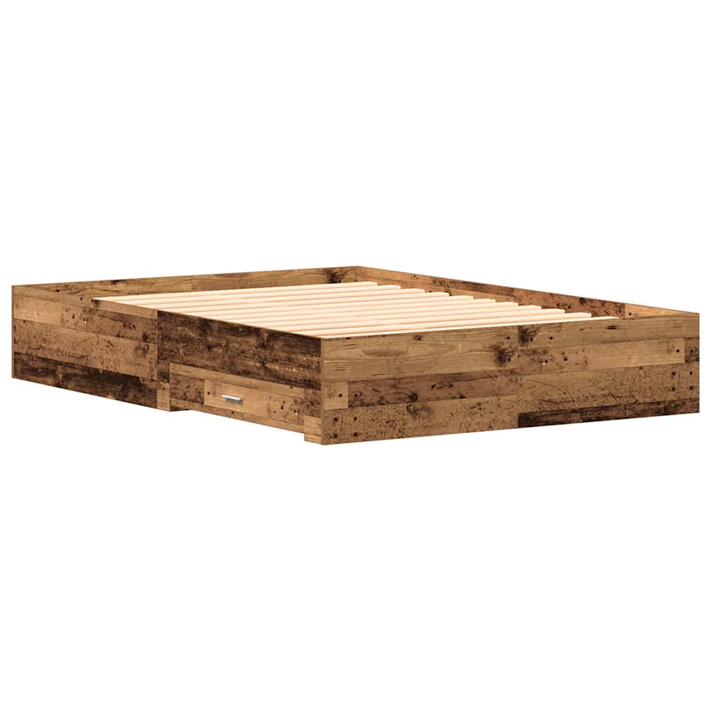 vidaXL Ramka łóżka Stare drewno 140 x 190 cm Materiał drewnopochodny