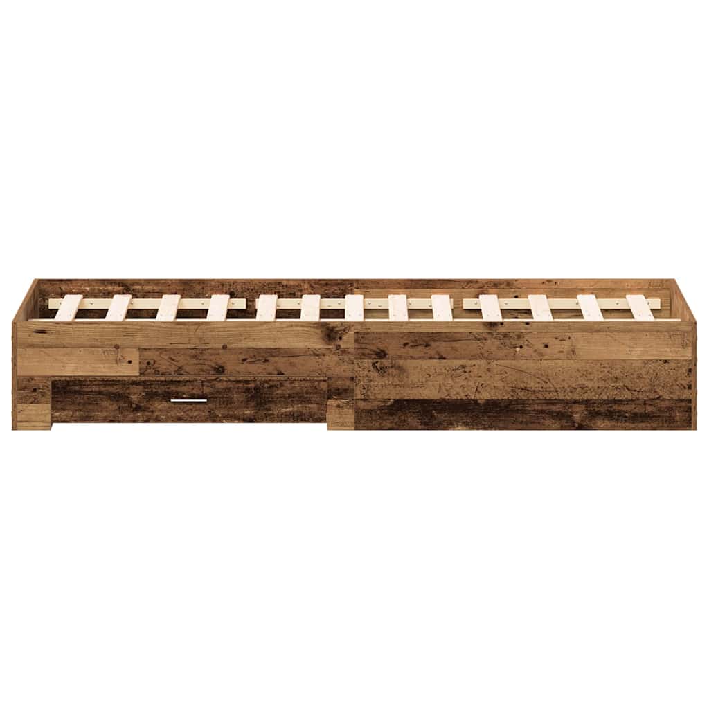 vidaXL Ramka łóżka Stare drewno 140 x 190 cm Materiał drewnopochodny