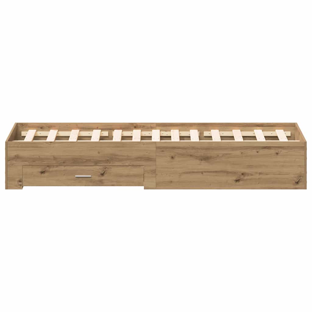 vidaXL Ramka łóżka z szufladą Dąb rzemieślniczy 140 x 190 cm