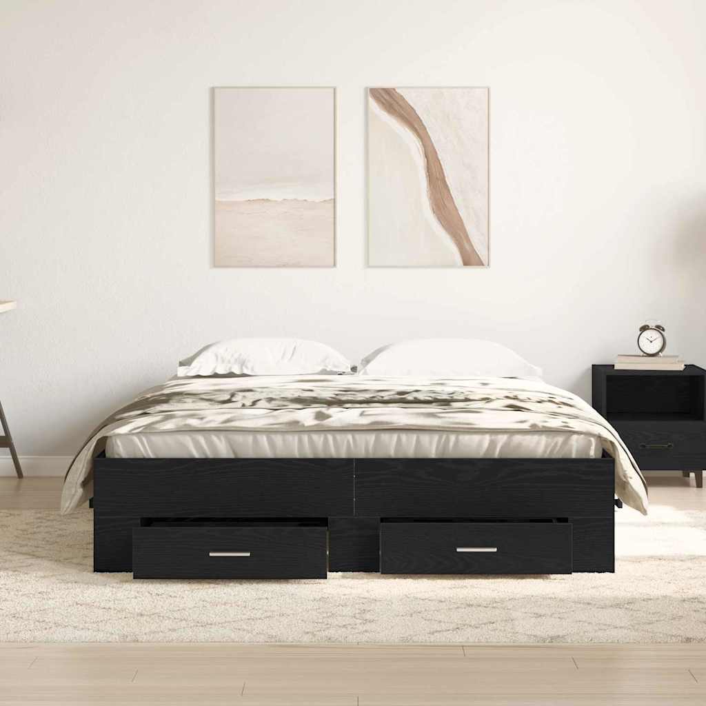 vidaXL Ramka łóżka Czarny Dąb 140 x 190 cm Materiał drewnopochodny