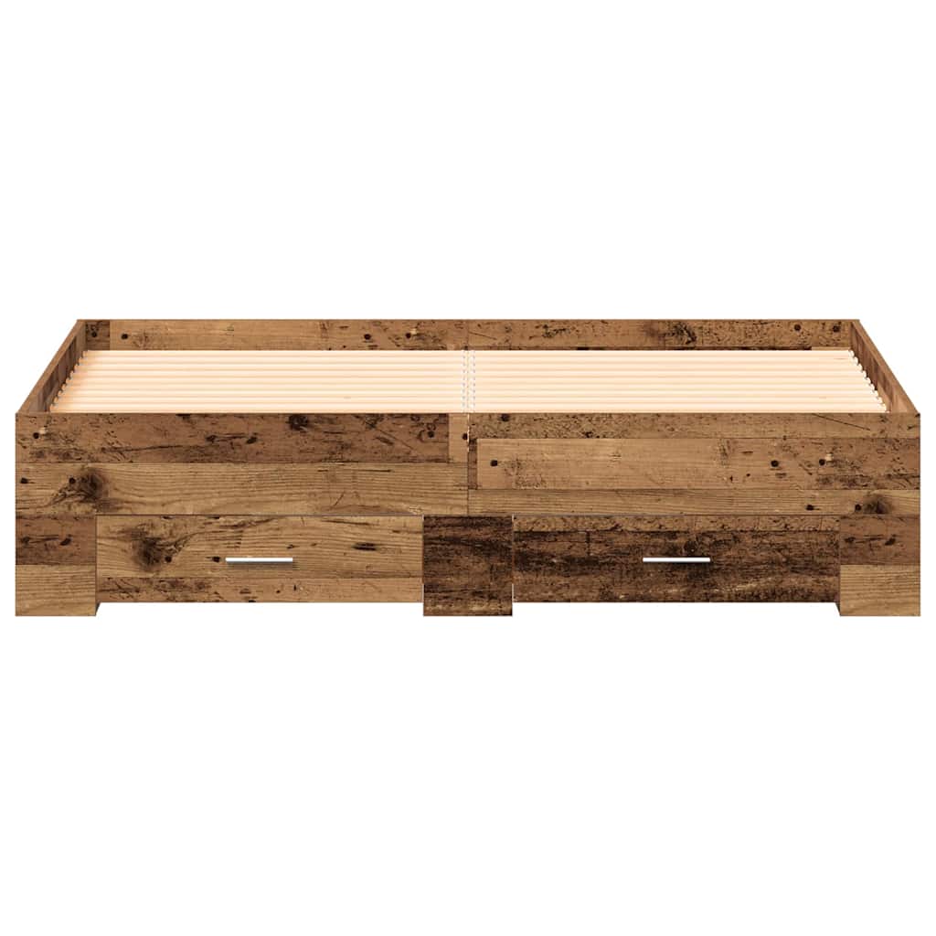 vidaXL Ramka łóżka Stare drewno 135 x 190 cm Materiał drewnopochodny