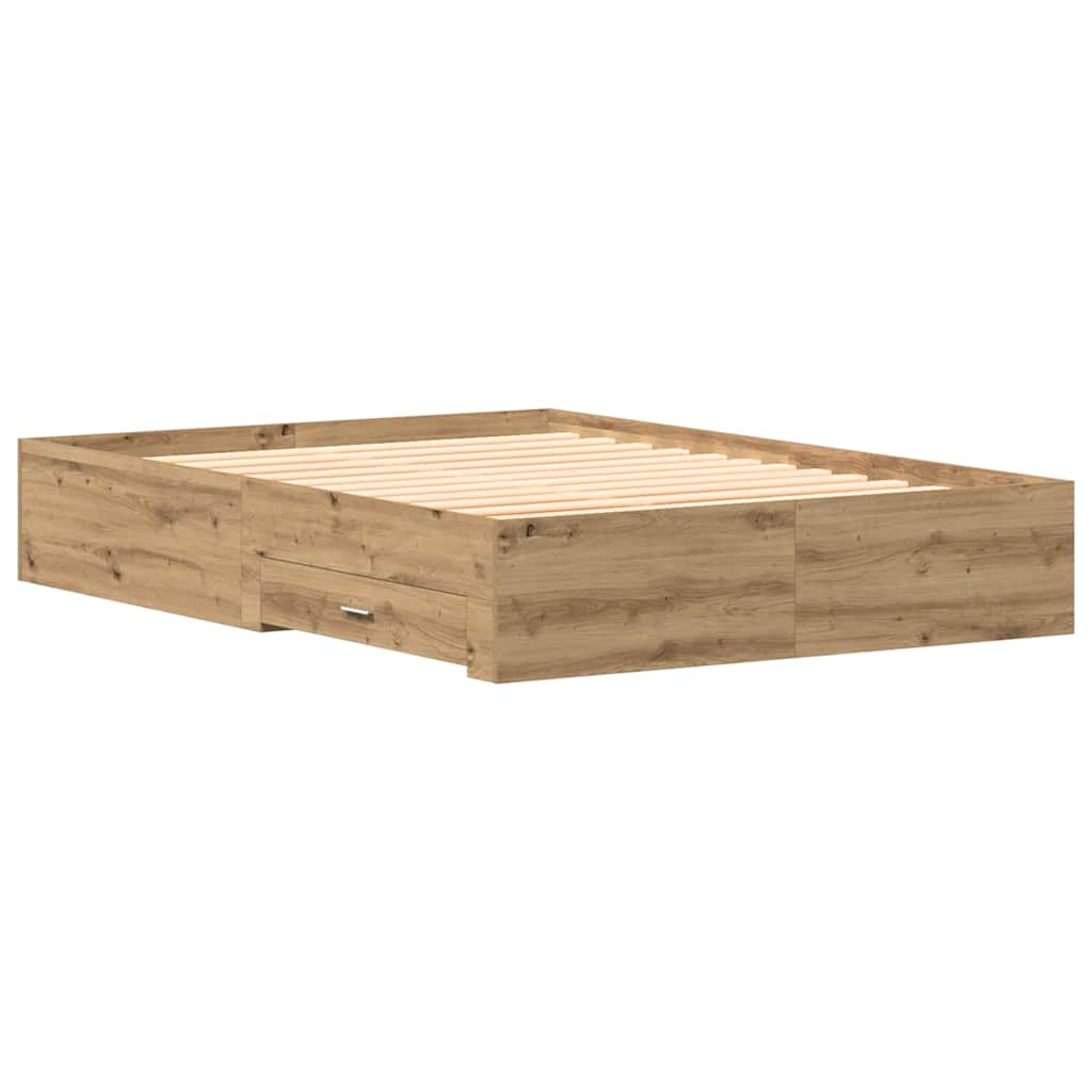 vidaXL Ramka łóżka z szufladą Dąb rzemieślniczy 135 x 190 cm