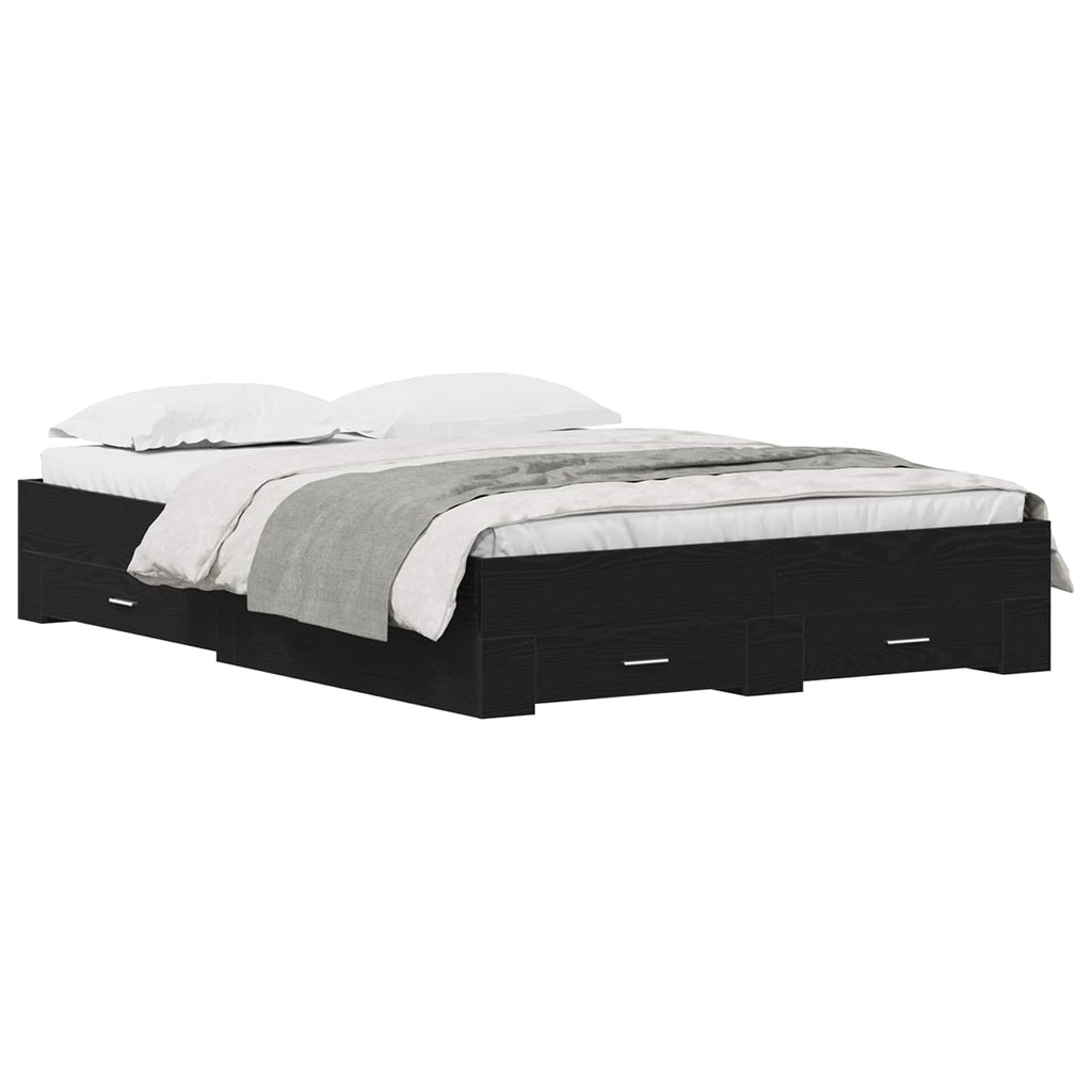 vidaXL Ramka łóżka Czarny Dąb 135 x 190 cm Materiał drewnopochodny