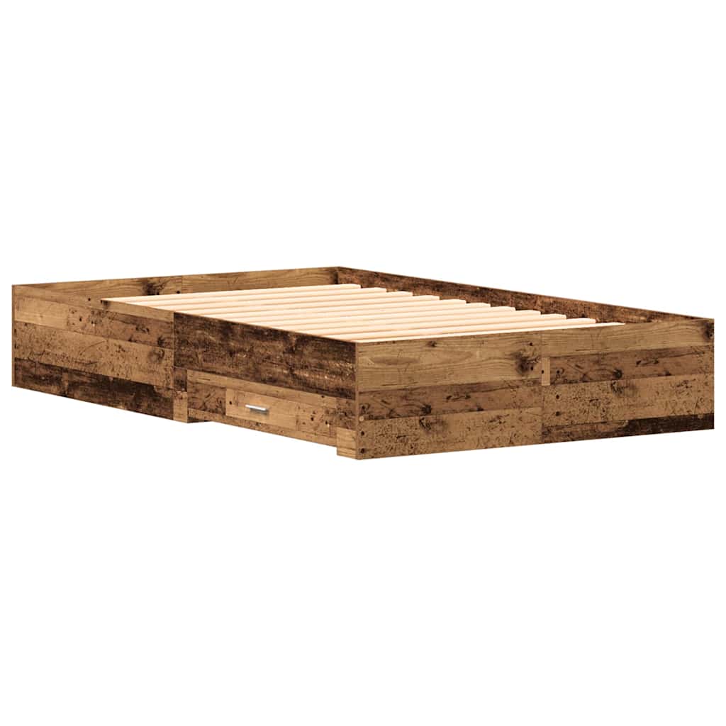 vidaXL Ramka łóżka Stare drewno 120 x 190 cm Materiał drewnopochodny