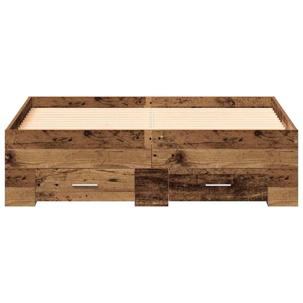 vidaXL Ramka łóżka Stare drewno 120 x 190 cm Materiał drewnopochodny