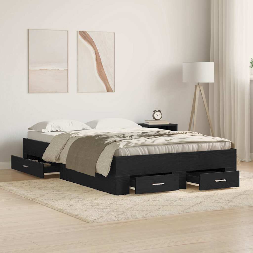 vidaXL Ramka łóżka Czarny Dąb 120 x 190 cm Materiał drewnopochodny