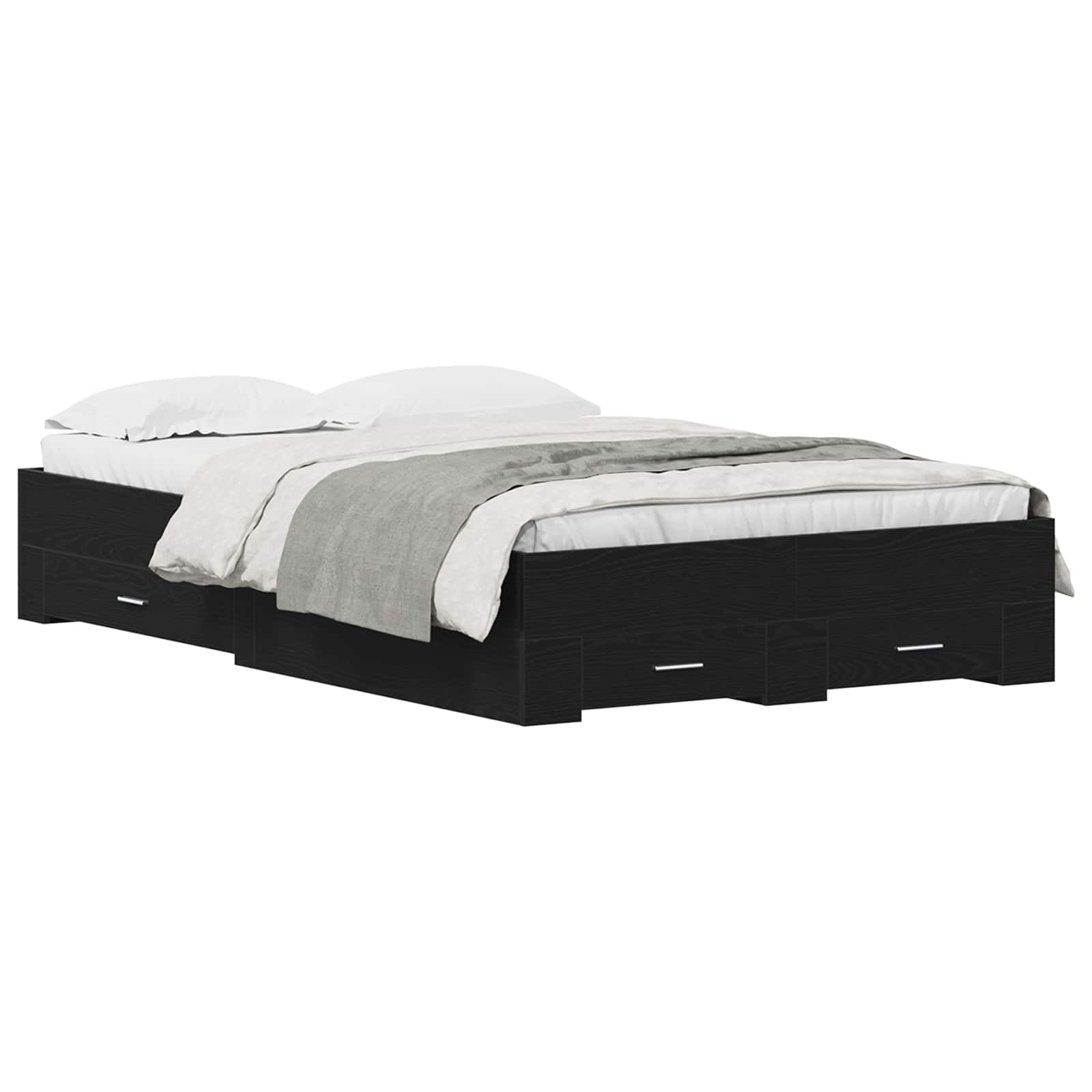 vidaXL Ramka łóżka Czarny Dąb 120 x 190 cm Materiał drewnopochodny