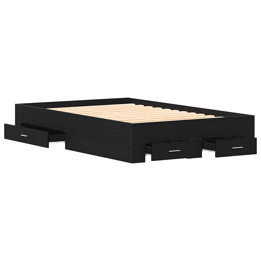 vidaXL Ramka łóżka Czarny Dąb 120 x 190 cm Materiał drewnopochodny