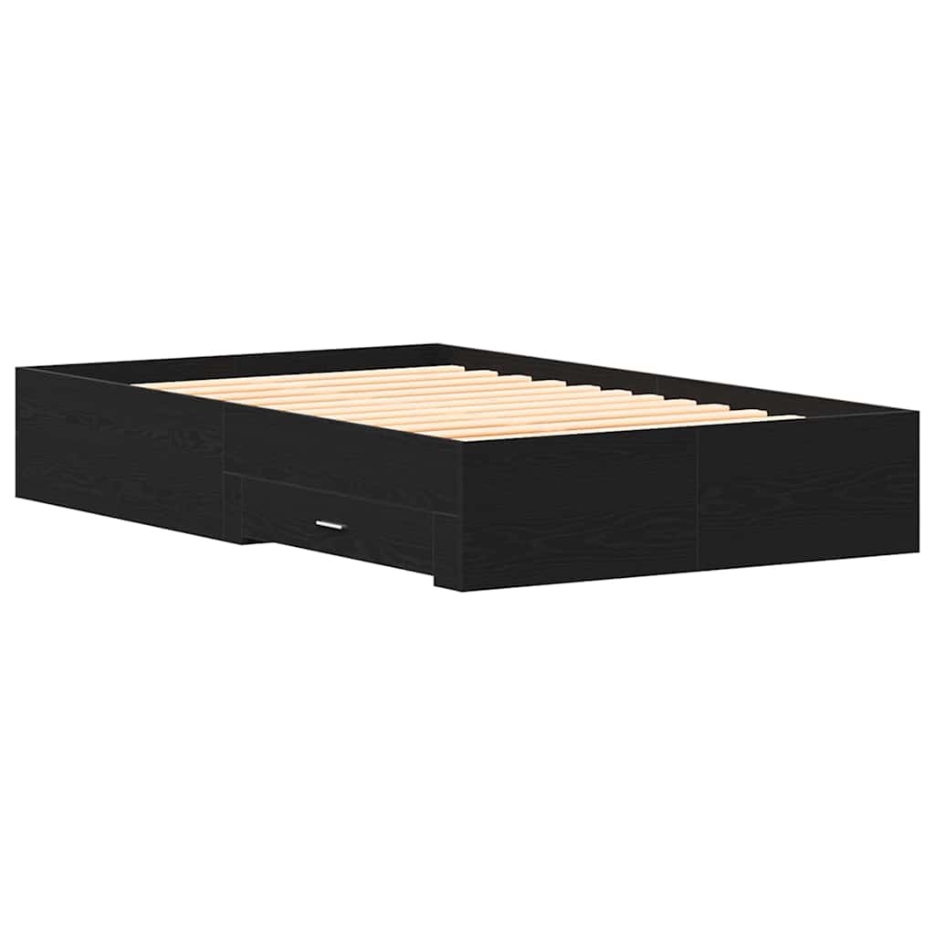 vidaXL Ramka łóżka Czarny Dąb 120 x 190 cm Materiał drewnopochodny