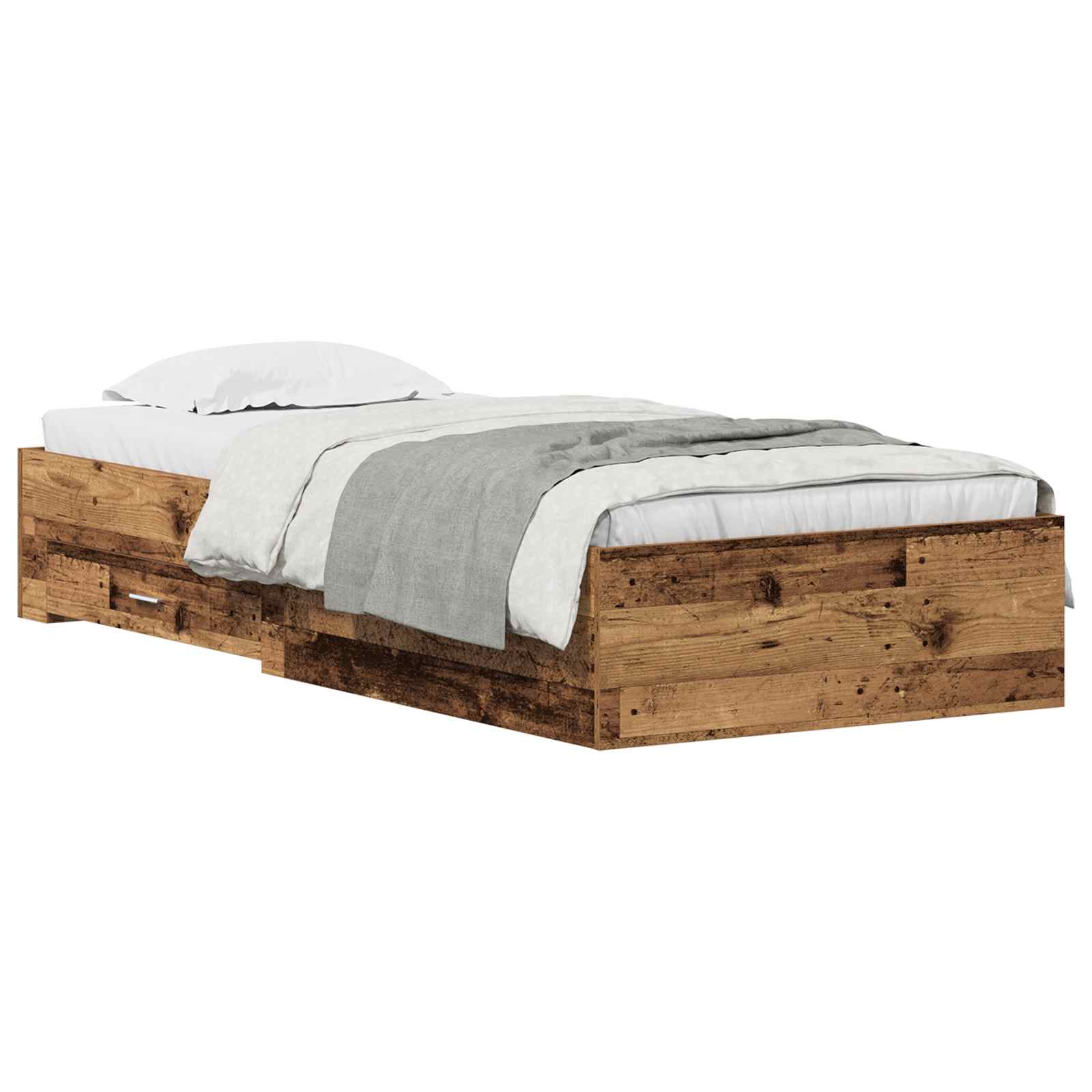 vidaXL Ramka łóżka Stare drewno 100 x 200 cm Materiał drewnopochodny