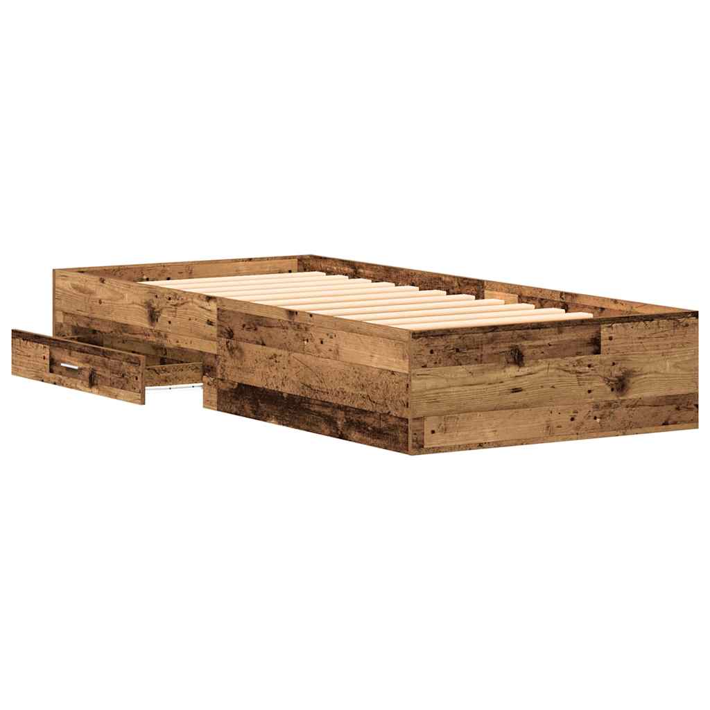 vidaXL Ramka łóżka Stare drewno 100 x 200 cm Materiał drewnopochodny