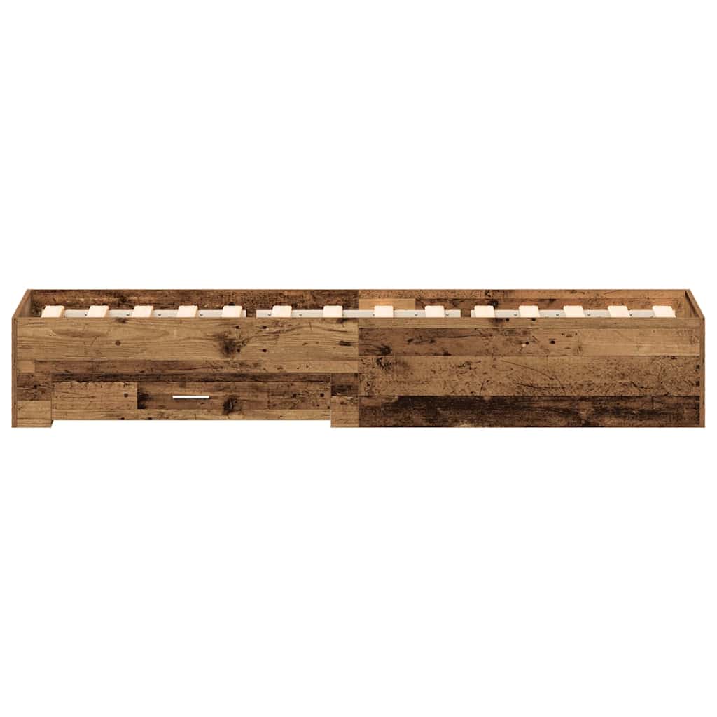 vidaXL Ramka łóżka Stare drewno 100 x 200 cm Materiał drewnopochodny