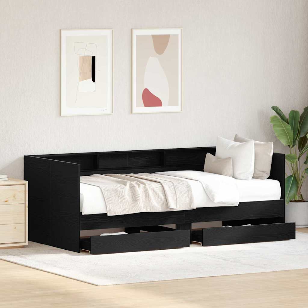 vidaXL Łóżko dzienne Czarny Dąb 100 x 200 cm Materiał drewnopochodny