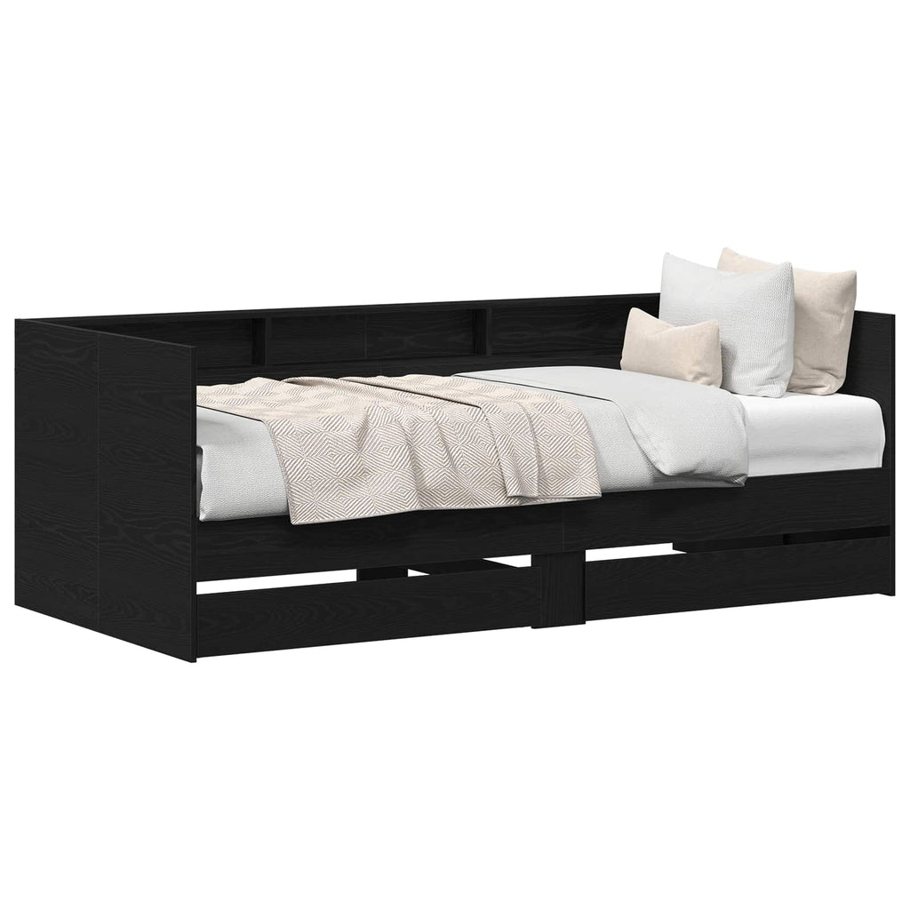 vidaXL Łóżko dzienne Czarny Dąb 100 x 200 cm Materiał drewnopochodny