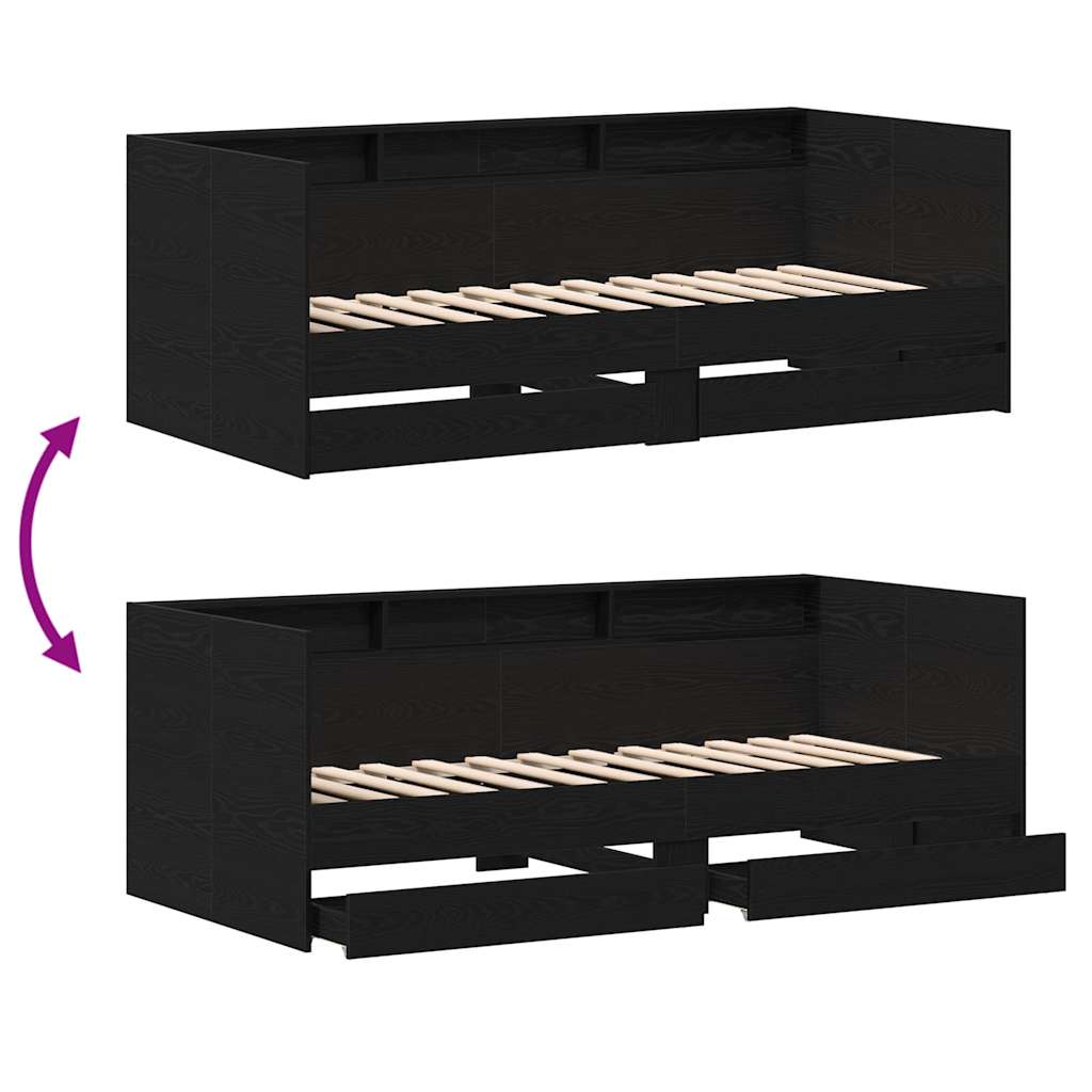 vidaXL Łóżko dzienne Czarny Dąb 100 x 200 cm Materiał drewnopochodny
