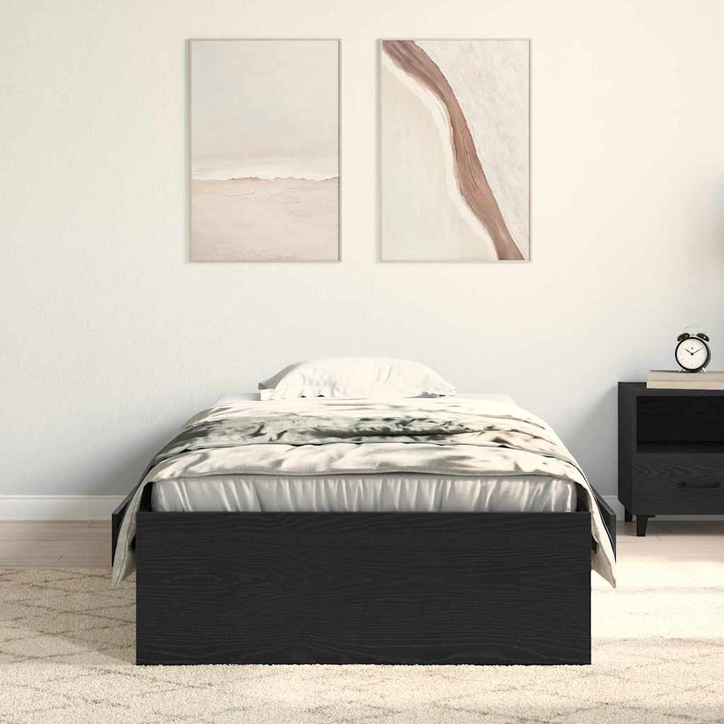 vidaXL Ramka łóżka Czarny Dąb 90 x 200 cm Materiał drewnopochodny