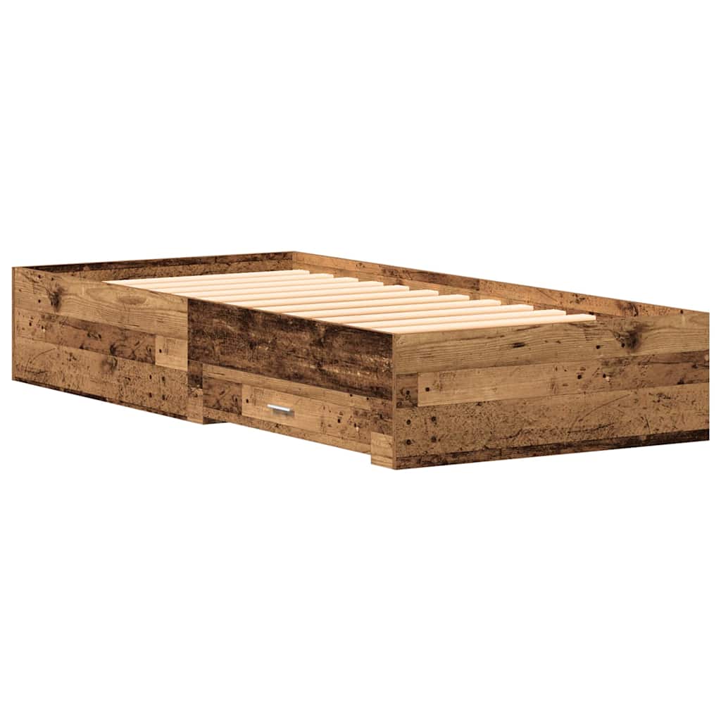 vidaXL Ramka łóżka Stare drewno 90 x 190 cm Materiał drewnopochodny